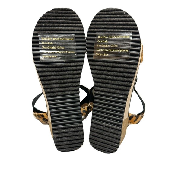 NEW Yellowbox Womens Size 7.5 Janalee Cow Hair Leopard Wedge Sandals Black Tan - Picture 7 of 9